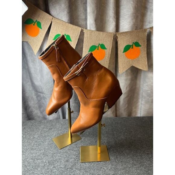 Franco Sarto Z100125 Women's Amber Brown Leather Ankle Booties Size 6 M - Picture 1 of 9